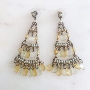 Vintage Beaded and stone Chandelier Earrings